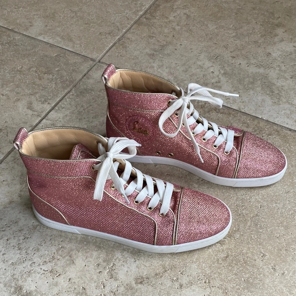 Christian Louboutin Glitter Pink Sneakers - Picture 3 of 16